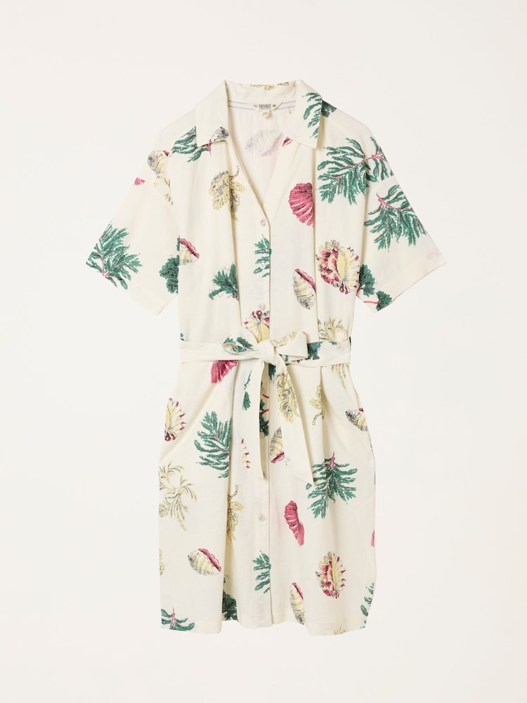 FatFace Cleo Ivory Sketched Shells Petite Shirt Dress - Image 7 of 7