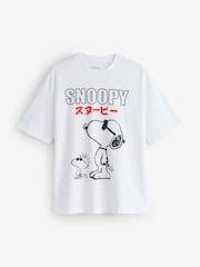 White Snoopy Print Short Sleeve T-Shirt - Image 1 of 1