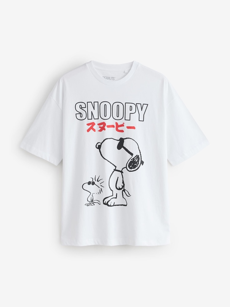 White Snoopy Print Short Sleeve T-Shirt - Image 1 of 1