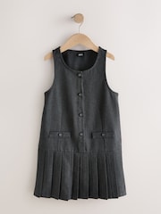 Grey Drop Waist Pleated Pinafore School Dress (3-14yrs) - Image 6 of 9