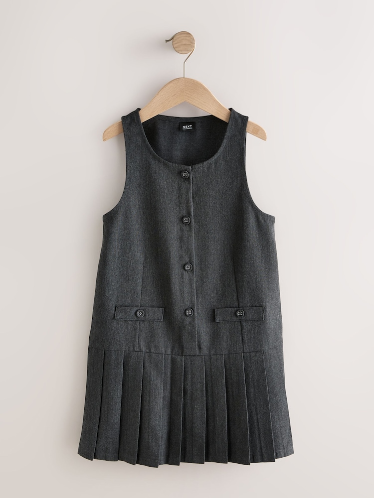 grey pinafore dress Girls Next Drop Waist Pleated School (3-14yrs) 10 Years pinafore dress school