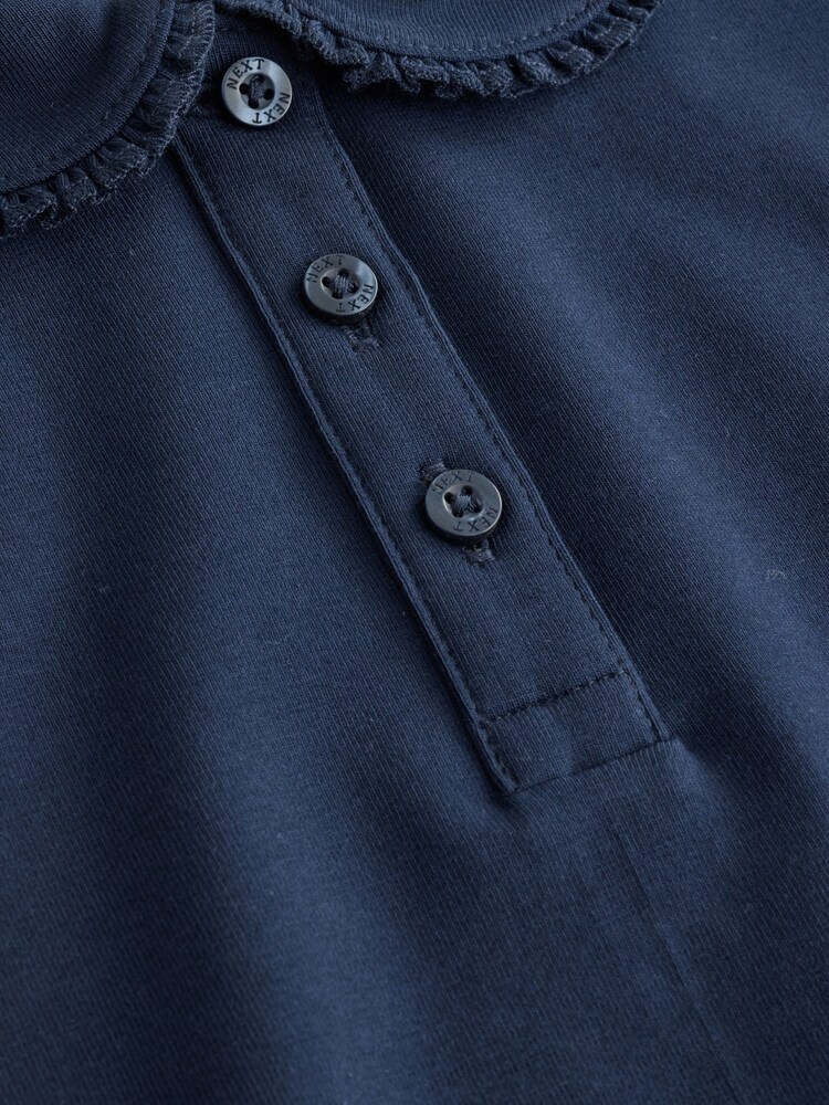 Navy Blue Girls Cotton Stretch Frill Collar School Polo Tops 2 Pack (3-16yrs) - Image 6 of 6 Navy Blue Girls Cotton Stretch Frill Collar School Polo Tops 2 Pack (3-16yrs) - Image 6 of 6