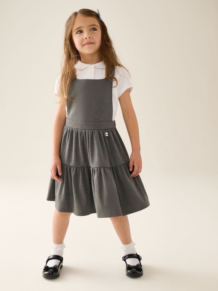 Серый - Стрейчевый сарафан ярусного кроя (3-14лет) - Изображение 2 4