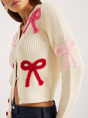 River Island Cream 3D Bow Knit Cardigan - Image 4 of 4