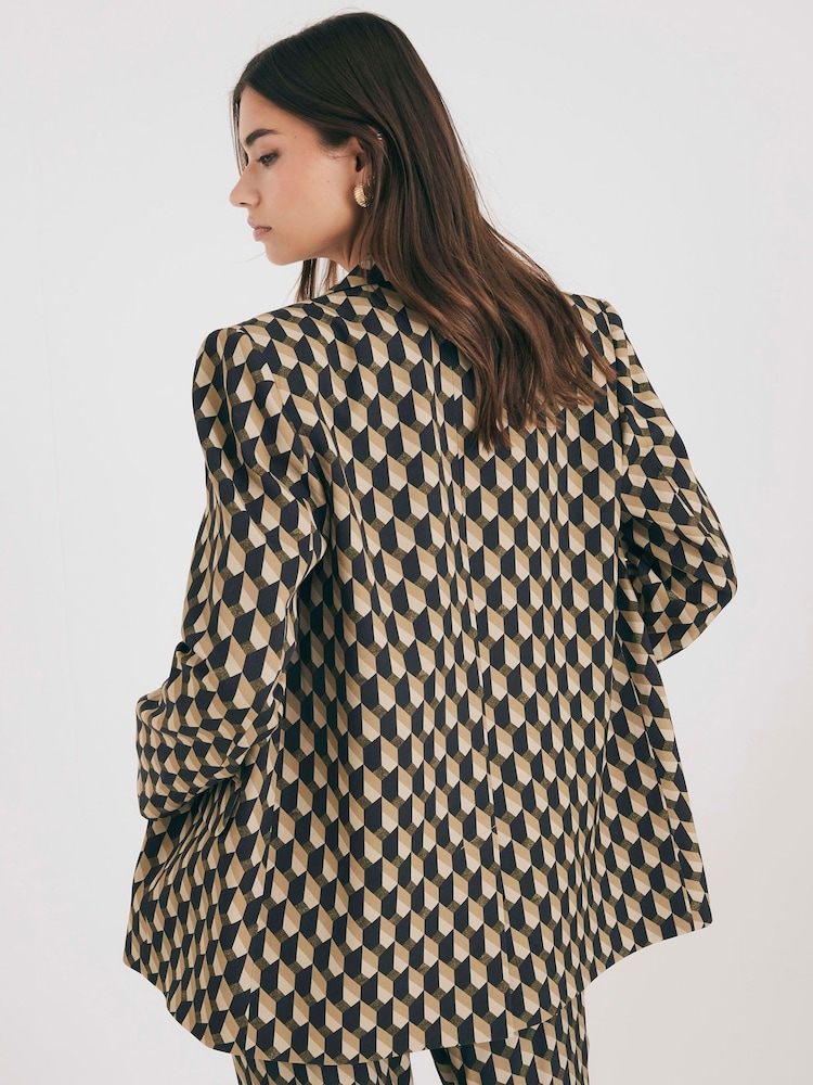 River Island Green Geo Print Oversized Blazer - Image 3 of 3