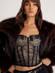 River Island Black Lace Corset Bandeau Top - Image 2 of 4