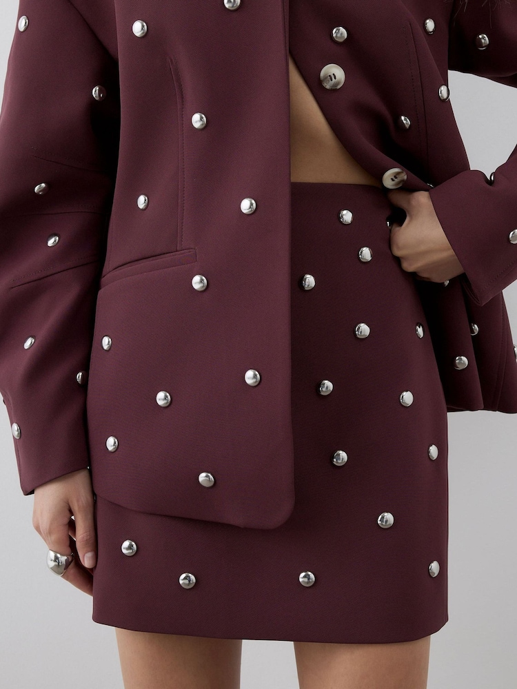 River Island Purple Studded Mini Skirt - Image 1 of 3