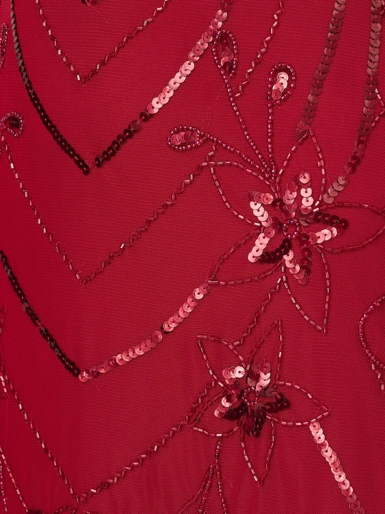 Adrianna Papell Red Studio Beaded Mesh Dress - Image 7 of 7