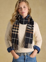 Joules Langtree Black & Tan Check Scarf - Image 1 of 6