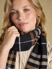 Joules Langtree Black & Tan Check Scarf - Image 2 of 6