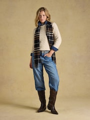 Joules Langtree Black & Tan Check Scarf - Image 3 of 6