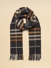 Joules Langtree Black & Tan Check Scarf - Image 5 of 6