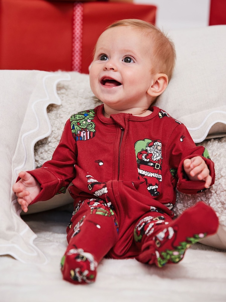 Chelsea Peers Red Christmas Santa Snowball Print Pyjamas - Image 1 of 4 Chelsea Peers Red Christmas Santa Snowball Print Pyjamas - Image 1 of 4