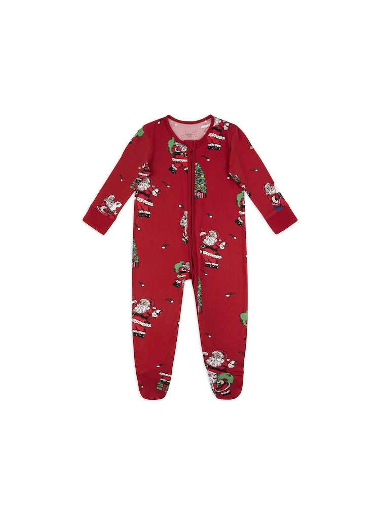 Chelsea Peers Red Christmas Santa Snowball Print Pyjamas - Image 2 of 4 Chelsea Peers Red Christmas Santa Snowball Print Pyjamas - Image 2 of 4