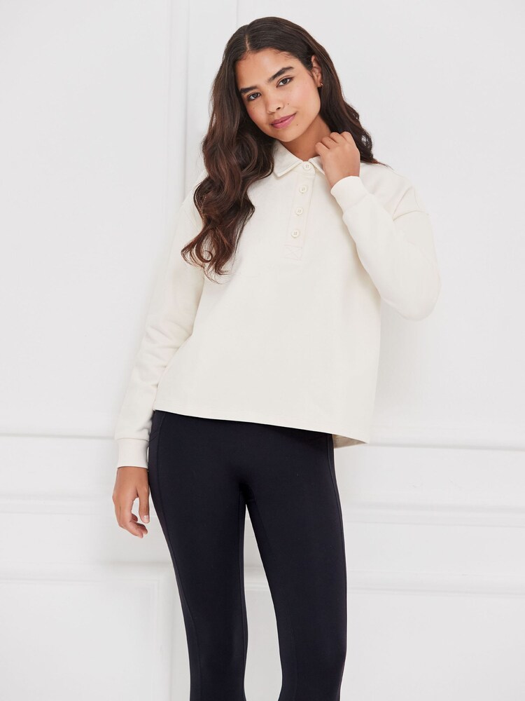 Chelsea Peers Natural Rugby Polo Shirt - Image 2 of 6 Chelsea Peers Natural Rugby Polo Shirt - Image 2 of 6