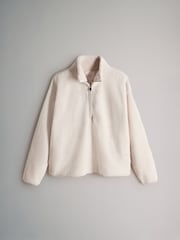 The Set 2 Pack Borg Funnel Neck 1/4 Zip Jumper Chocolate Brown/Cream - Image 2 of 5