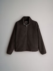 The Set 2 Pack Borg Funnel Neck 1/4 Zip Jumper Chocolate Brown/Cream - Image 3 of 5