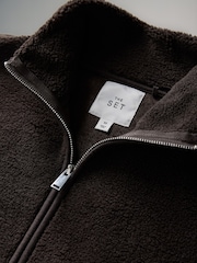 The Set 2 Pack Borg Funnel Neck 1/4 Zip Jumper Chocolate Brown/Cream - Image 4 of 5