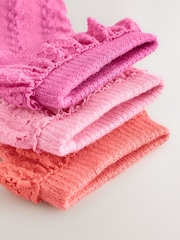 Pink and Coral Lace Baby Socks 3 Pack - Image 2 of 3