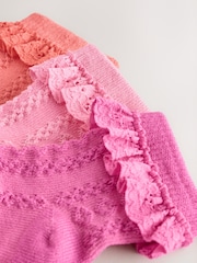 Pink and Coral Lace Baby Socks 3 Pack - Image 3 of 3