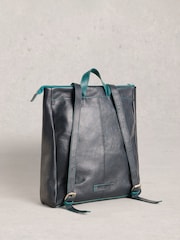 White Stuff Blue Tiggy Leather Backpack - Image 3 of 4