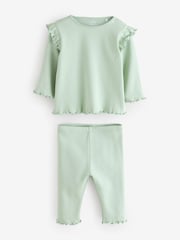 Green Long Sleeve Top and Leggings Set 2 Piece - Image 1 of 1
