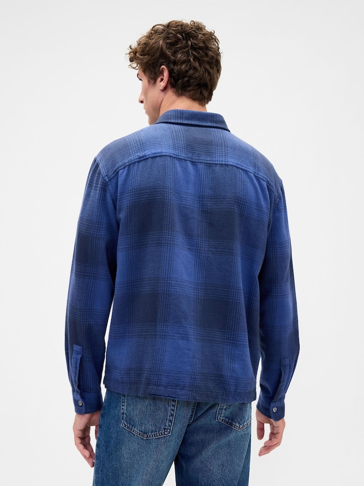 Gap Blue Check Relaxed Flannel Shirt - Image 2 of 4 Gap Blue Check Relaxed Flannel Shirt - Image 2 of 4