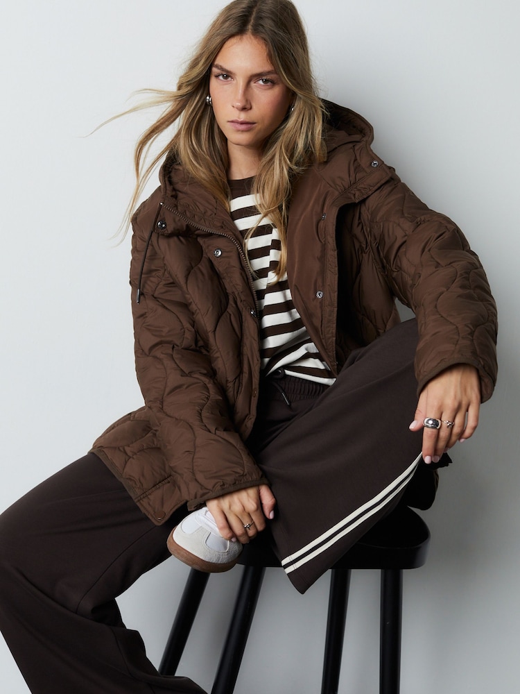 Chocolate Brown Lightweight Quilted Jacket - Image 1 of 5 Chocolate Brown Lightweight Quilted Jacket - Image 1 of 5