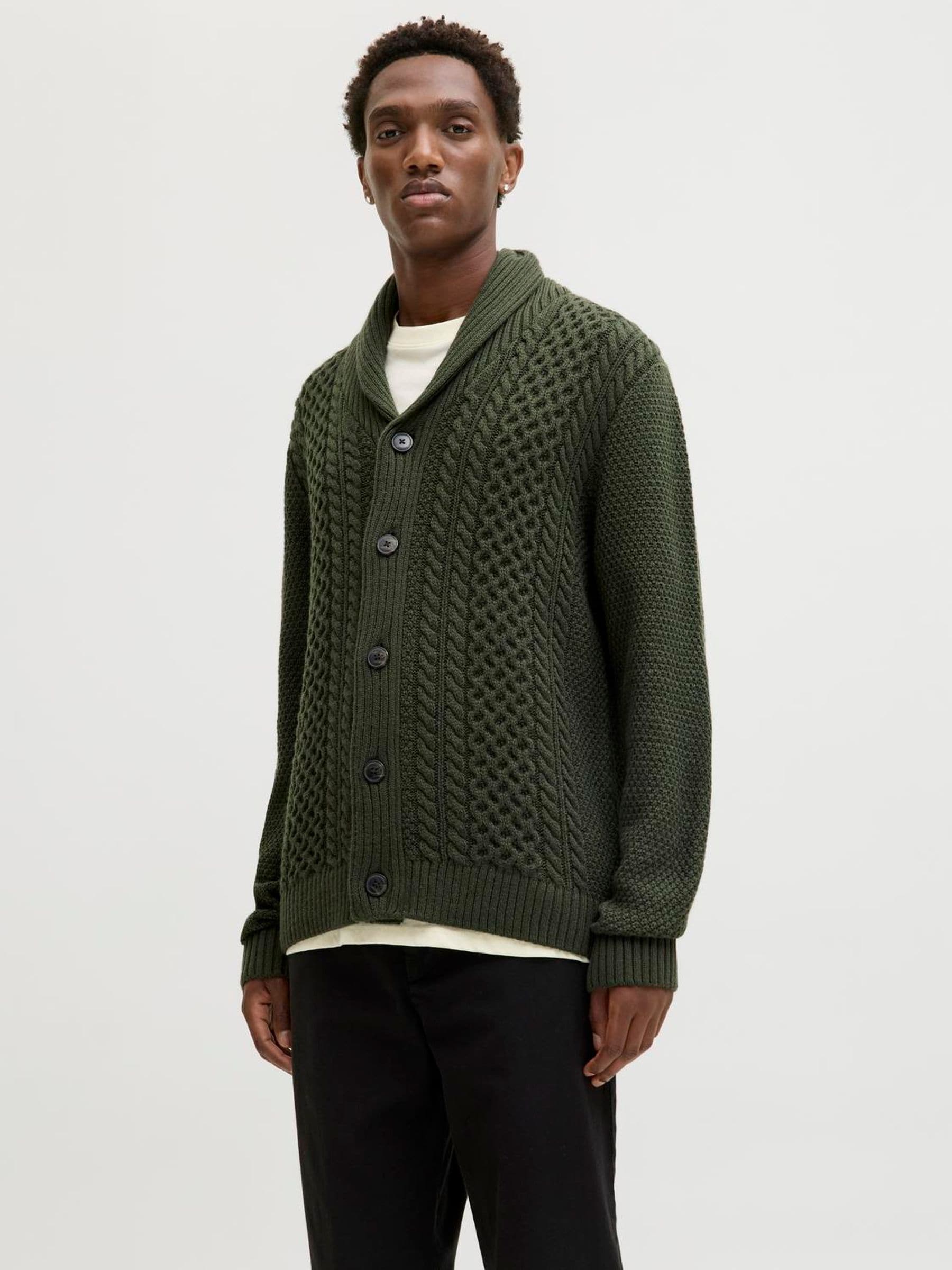 【Juha】 DUAL-TONE CABLE CARDIGAN Buy JACK & JONES Green Cable Knit Shawl Cardigan from the Next UK