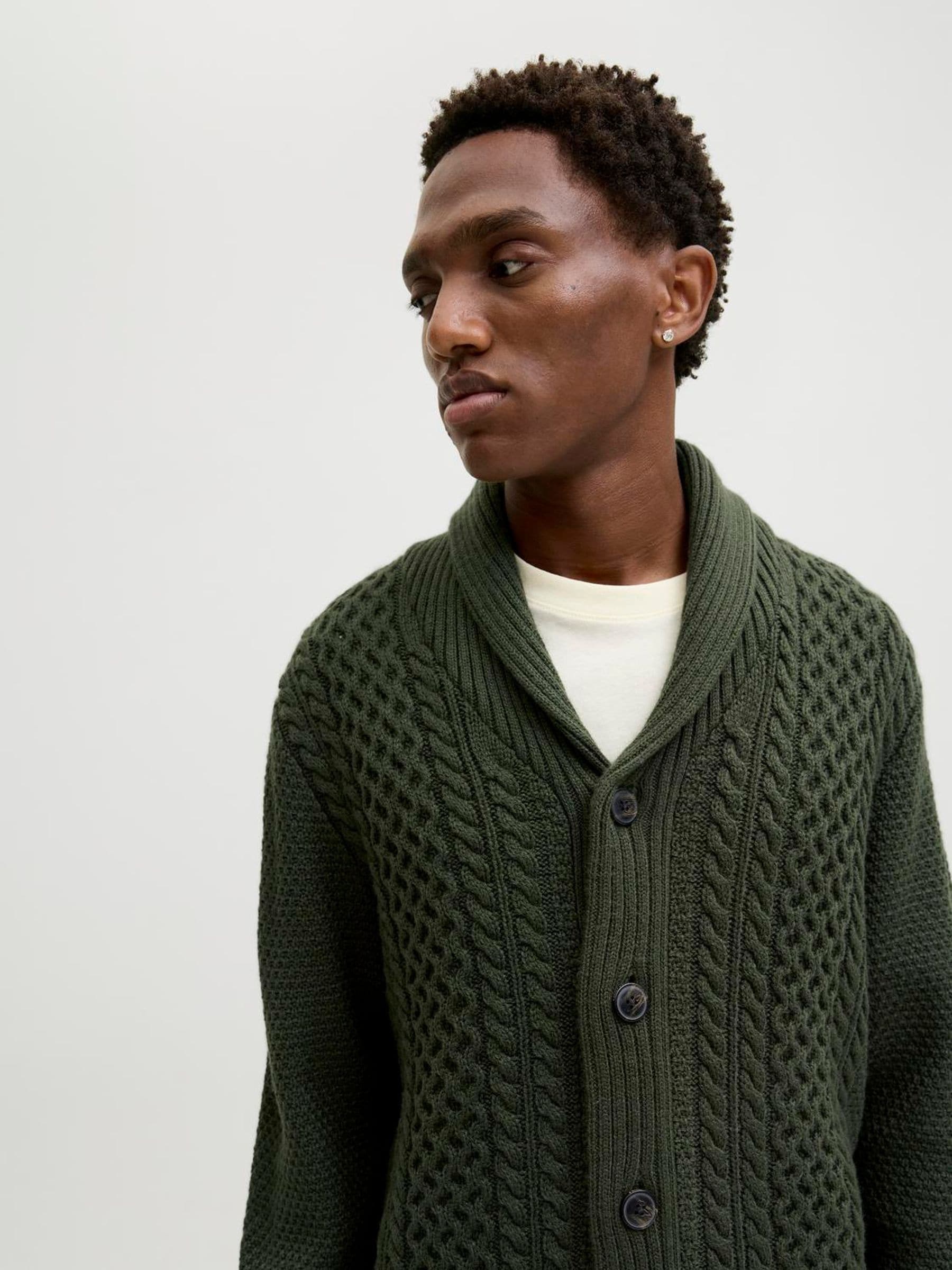 トップス acka double lace cable knit Buy JACK & JONES Green Cable Knit Shawl Cardigan from the Next UK