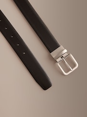 黑色/棕色 - Signature Reversible Brogue Leather Belt Made In Italy - 圖片 3，共 3