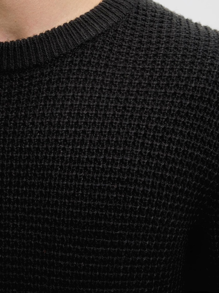 JACK & JONES Black Knit Crew Neck Jumper - Image 2 of 5 JACK & JONES Black Knit Crew Neck Jumper - Image 2 of 5