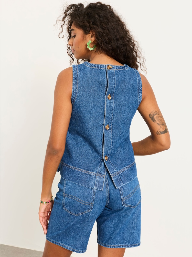 FatFace Dara Denim Petite Blouse - Image 2 of 6