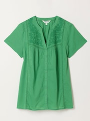 FatFace Letty Green Petite Embroidered Blouse - Image 6 of 6