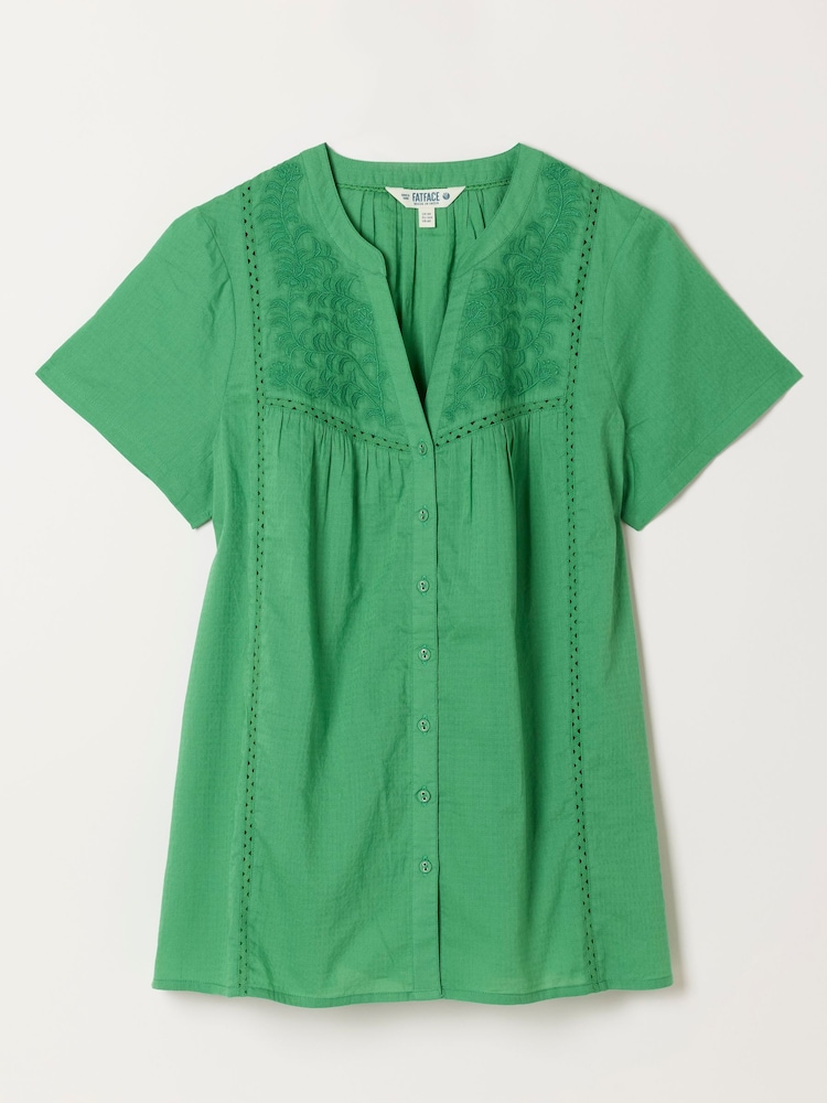 FatFace Letty Green Petite Embroidered Blouse - Image 6 of 6 FatFace Letty Green Petite Embroidered Blouse - Image 6 of 6