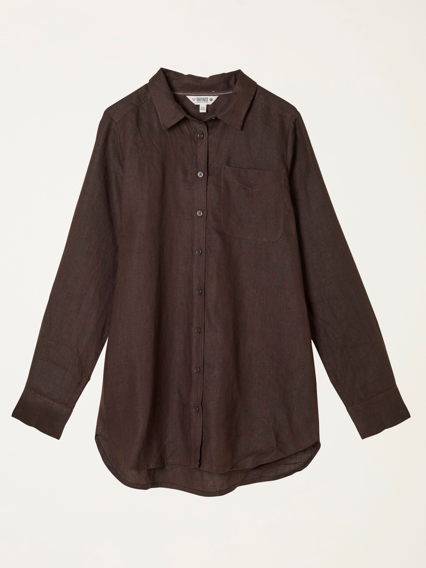 Buy FatFace Olivia Chocolate Brown Petite 100% Linen Shirt from