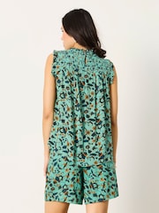 FatFace Elle Teal Blue Batik Petite Blouse - Image 2 of 6