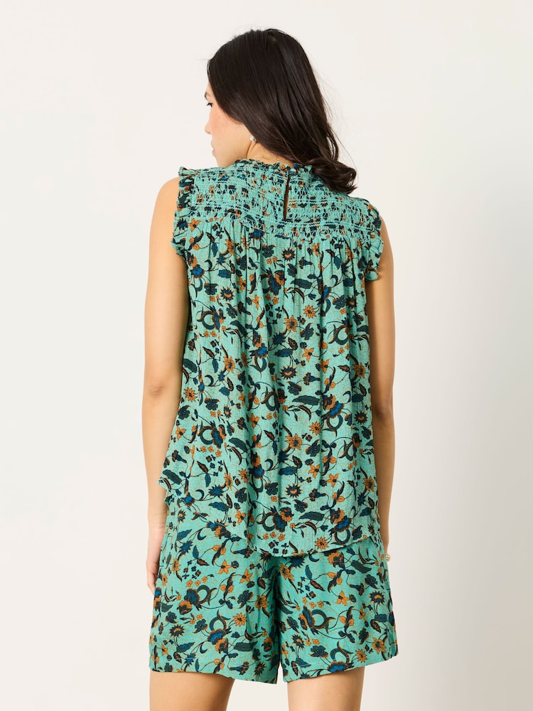 FatFace Elle Teal Blue Batik Petite Blouse - Image 2 of 6