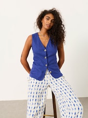 FatFace Indie Cobalt Blue Petite Waistcoat - Image 4 of 6