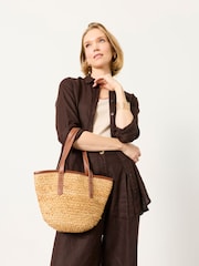FatFace Natural Raffia Bag - Image 1 of 5