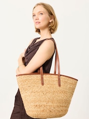 FatFace Natural Raffia Tote Bag - Image 1 of 5