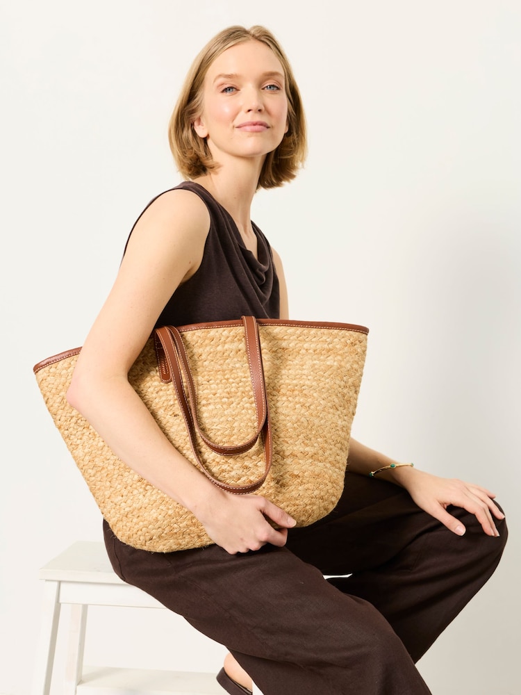 FatFace Natural Raffia Tote Bag - Image 2 of 5
