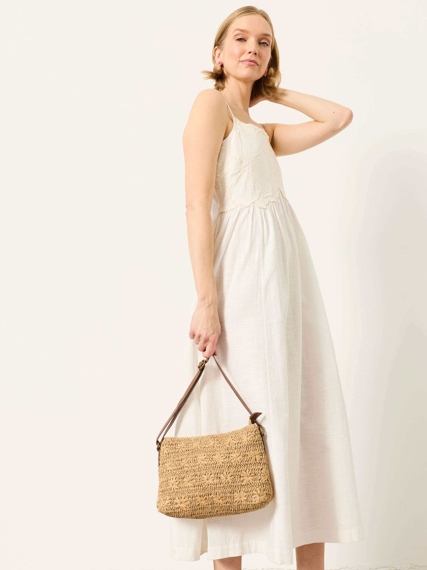 Fat Face - Women's - Crossbody Bag - Raffia - Leather Strap