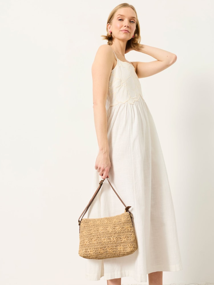 FatFace Natural Flower Raffia Crossbody Bag - Image 1 of 3