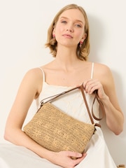 FatFace Natural Flower Raffia Crossbody Bag - Image 2 of 3