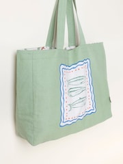 FatFace Green Fish Reversible Tote Bag - Image 5 of 5