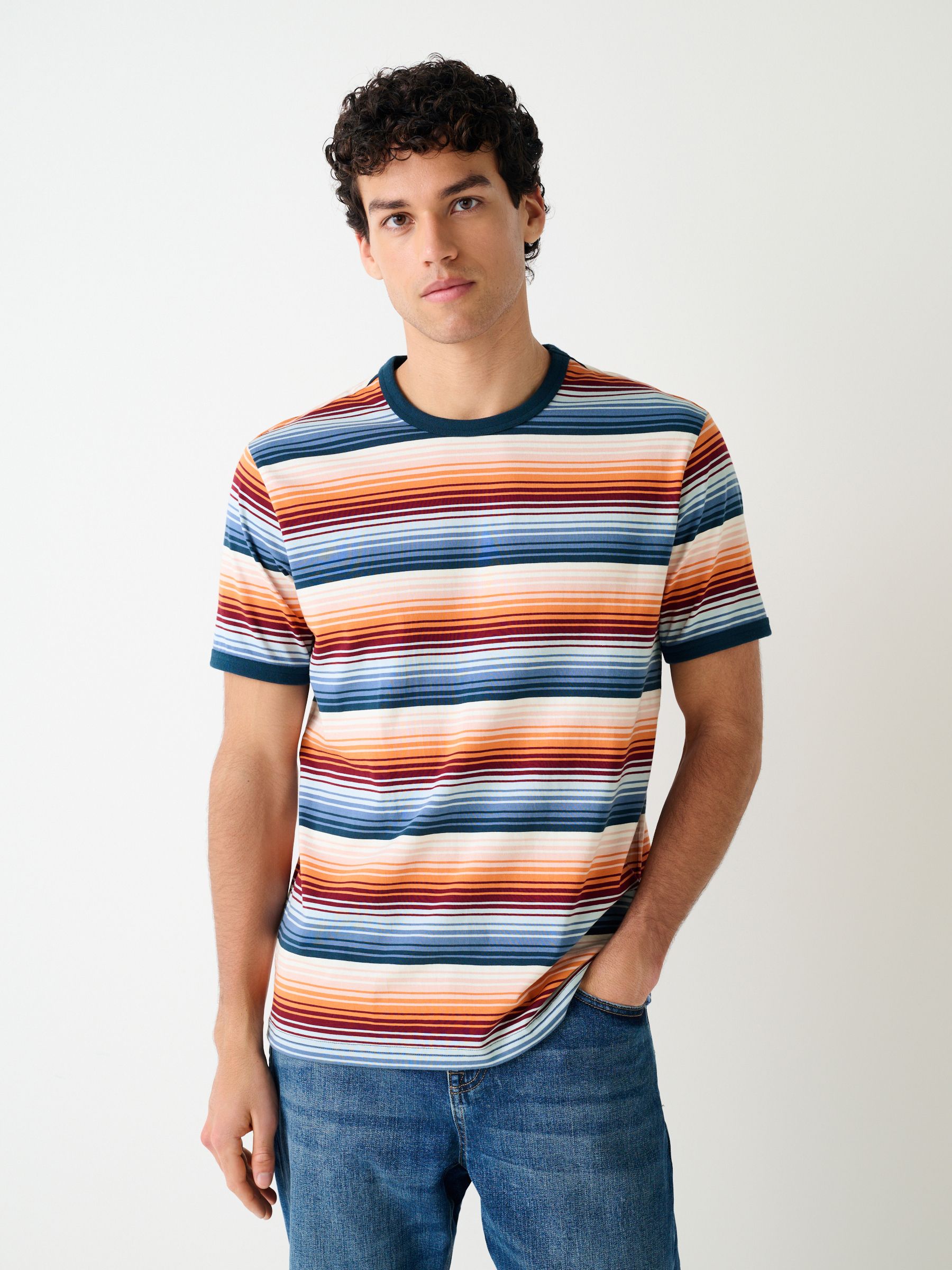ご予約分orange Buy Orange / Blue Horizontal Stripe Ringer T-Shirt from Next Italy