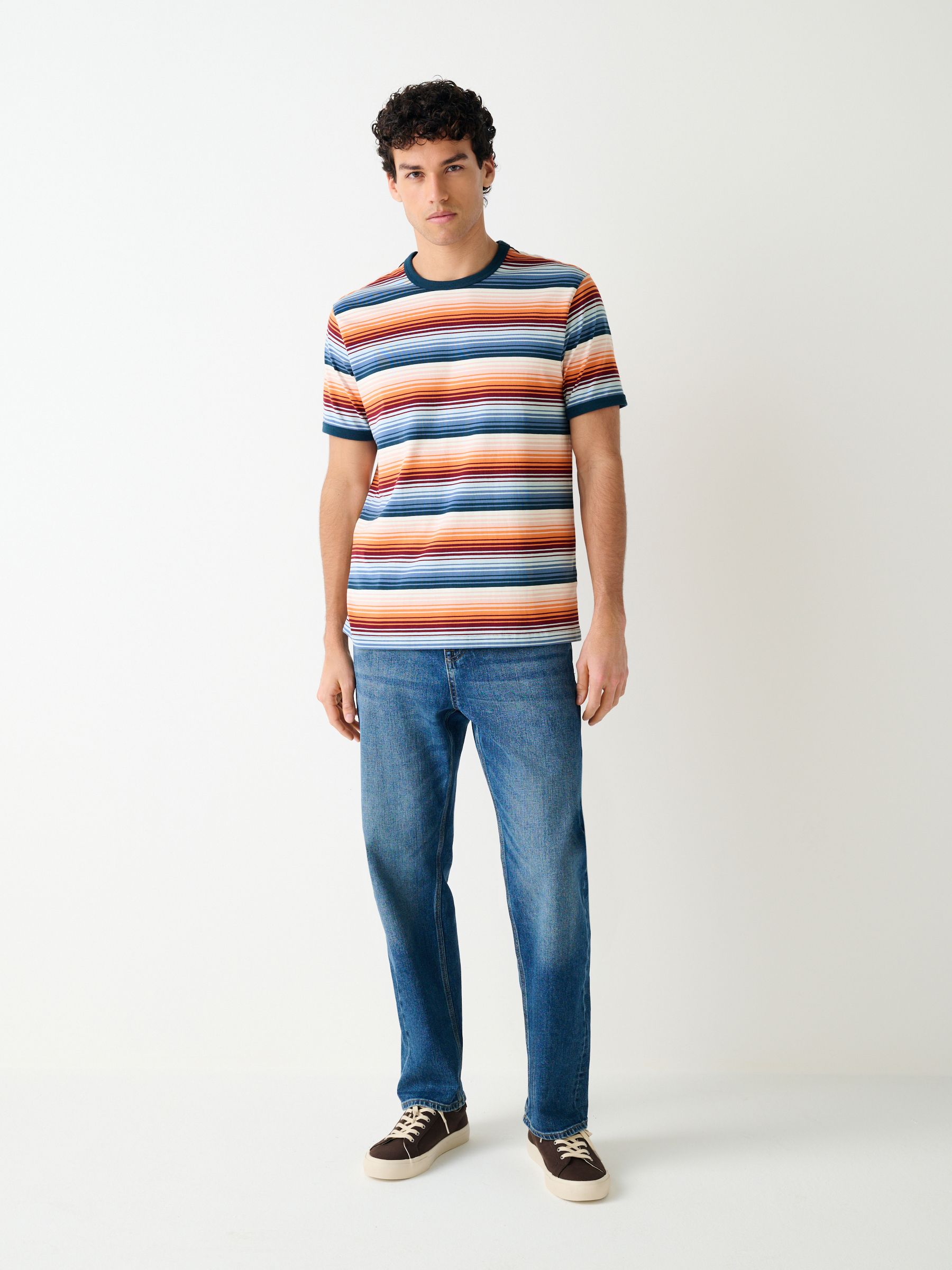 Buy Orange / Blue Horizontal Stripe Ringer T-Shirt from Next Italy