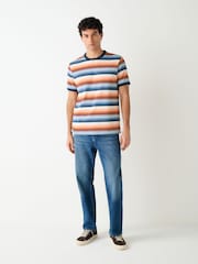 Orange / Blue Horizontal Stripe Ringer T-Shirt - Image 2 of 7