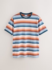 Orange / Blue Horizontal Stripe Ringer T-Shirt - Image 5 of 7